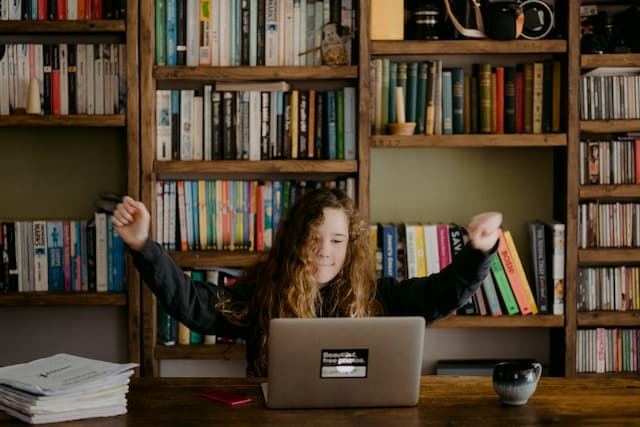 student on a computer